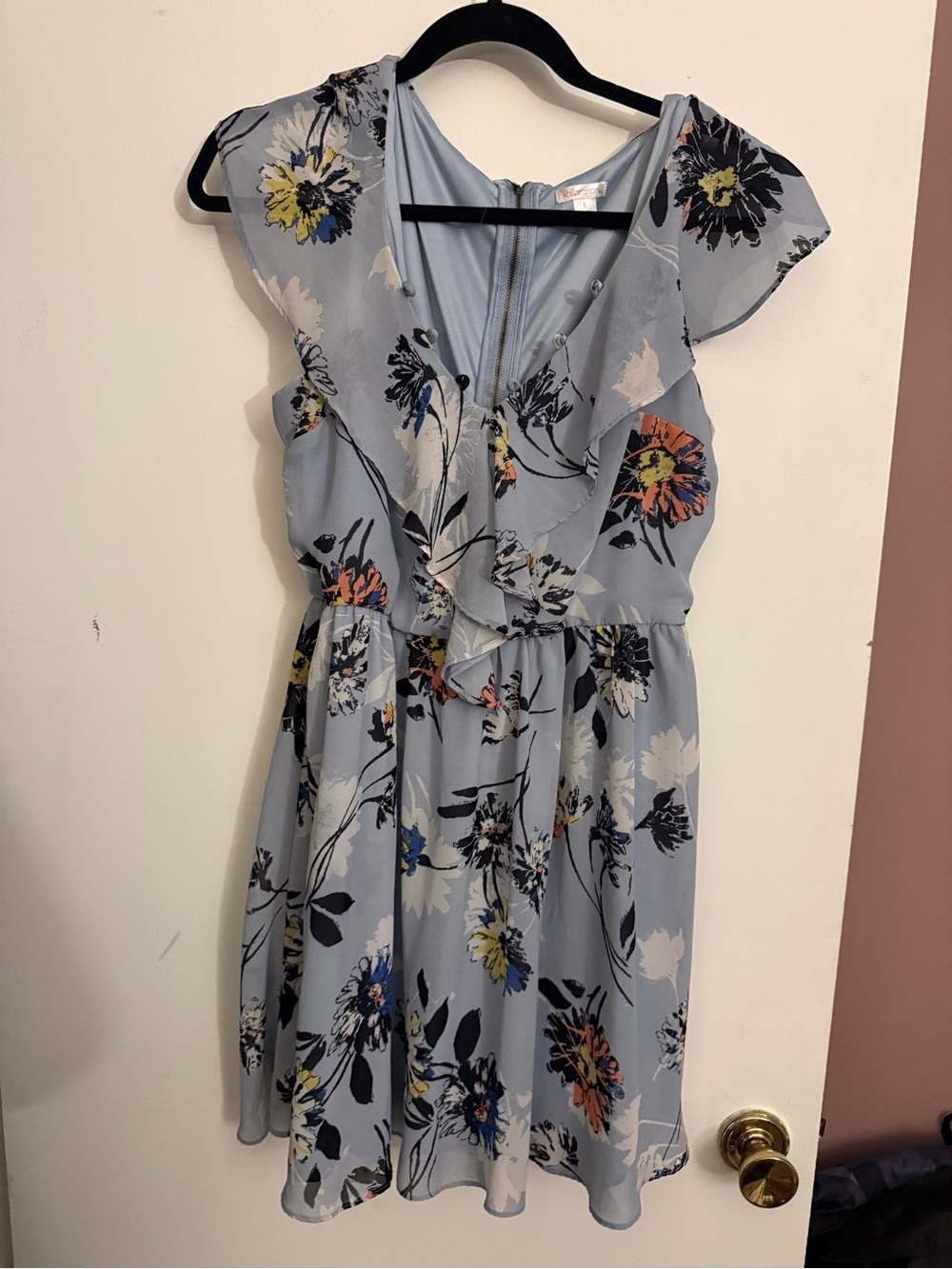 Target Light Blue Floral Ruffle Mini Dress